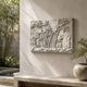 Bamboo grove marble relief panel shown on a courtyard garden wall