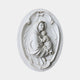 White marble oval plaque 60cm with a veiled Madonna holding the sleeping Child