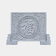 Grey granite garden screen 200cm carved with the blessing character in a fret medallion