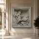 Commander and scholar marble relief panel shown on a library wall