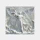White marble relief panel 180cm with a striding winged figure above banked cloud