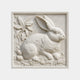 Marble relief panel 80cm with a hare crouched among foliage and blackberries