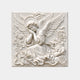 White marble relief slab 150cm with a sleeping angel, halo and three wing masses