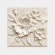 Cream marble relief slab 150cm with large open blooms and broad veined leaves