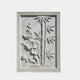 White marble relief 150cm with plum blossom and bamboo in a Chinese fret border