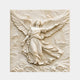 Cream marble relief slab 200cm with an ascending winged angel among cloud scrolls