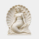 Cream marble relief panel 120cm with a mermaid seated against a fluted scallop shell