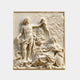 Cream marble Baroque relief 250cm with Apollo drawing a drape from a royal portrait bust