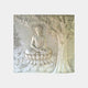 White marble relief 150cm with a crowned Buddha on a lotus throne beneath a bodhi tree