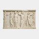 White marble frieze panel 80cm with five draped figures carved in procession