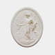 White marble oval relief 120cm with a standing figure and a winged victory on a column