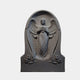 Grey granite headstone 150cm with a standing angel in a recessed arched niche