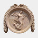 White marble roundel 100cm with a draped figure gathering flowers inside a laurel ring