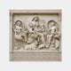 Cream marble relief panel 100cm with a seated draped mother, two infants and attendants
