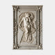 Cream marble relief 200cm with a female nude emerging from a rough-picked recess