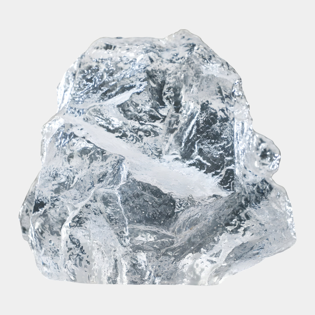 Clear Milky Seam Squat Rock Resin Sculpture - 20cm