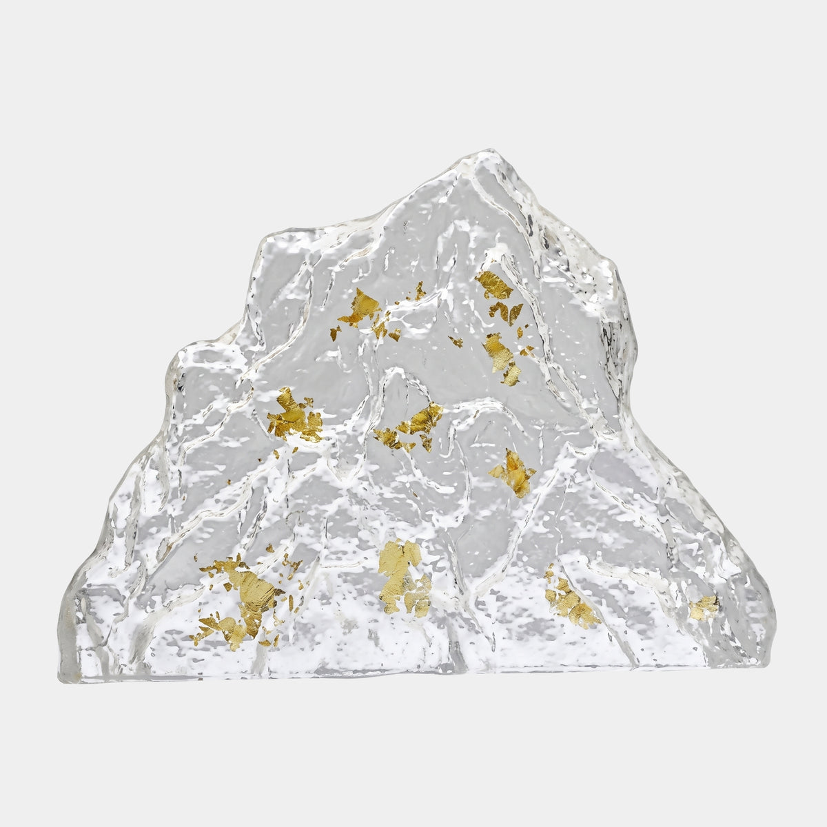 Clear Gold Flake Lone Peak Rock Resin Sculpture - 40cm
