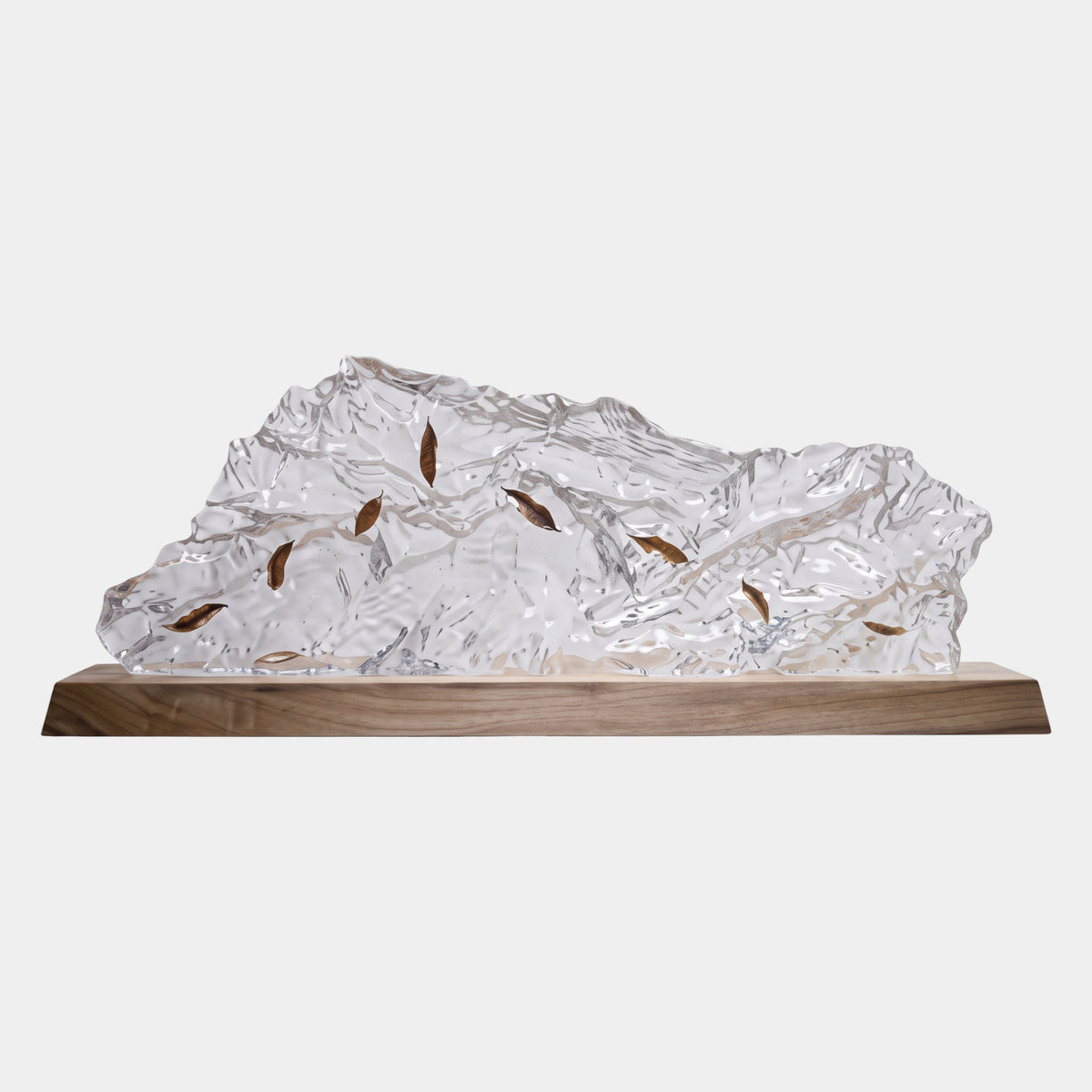 Clear Dried Leaf Long Ridge Rock Resin Sculpture - 110cm