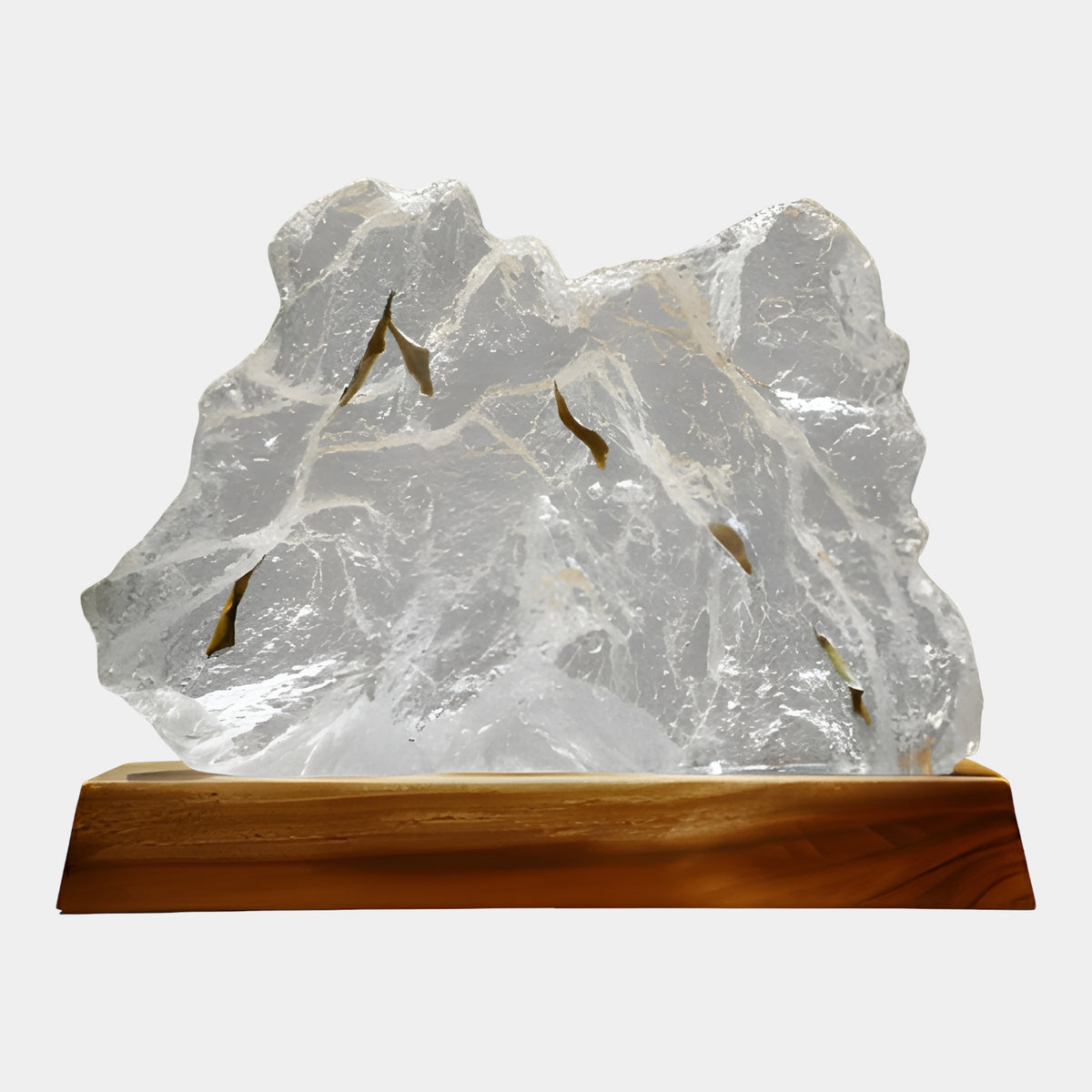 Clear Amber Sliver Saddle Crest Rock Resin Sculpture on Wood Base - 50cm