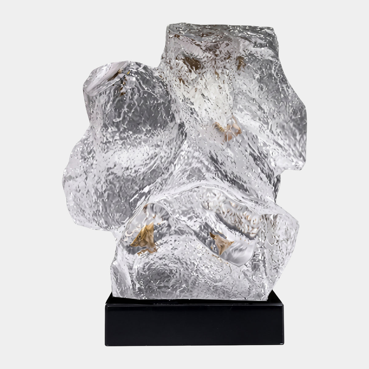 Clear Crumpled Flake Hammered Tower Rock Resin Sculpture - 39cm