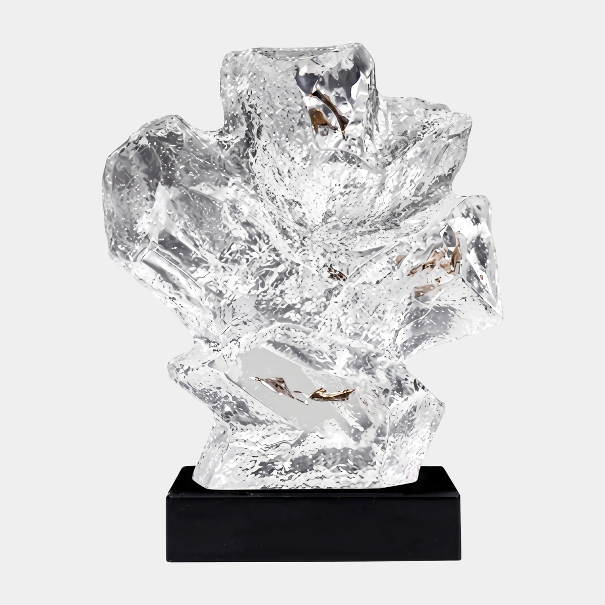 Clear Mottled Sliver Angular Burst Rock Resin Sculpture - 39cm