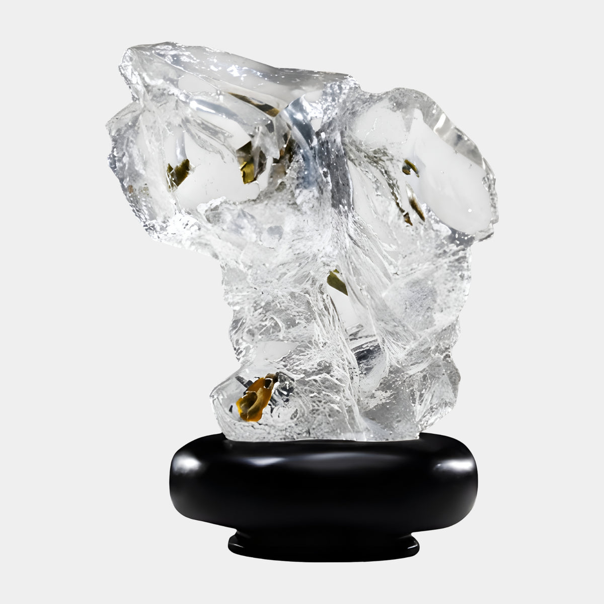 Clear Olive & Amber Flake Flared Crown Rock Resin Sculpture - 44cm