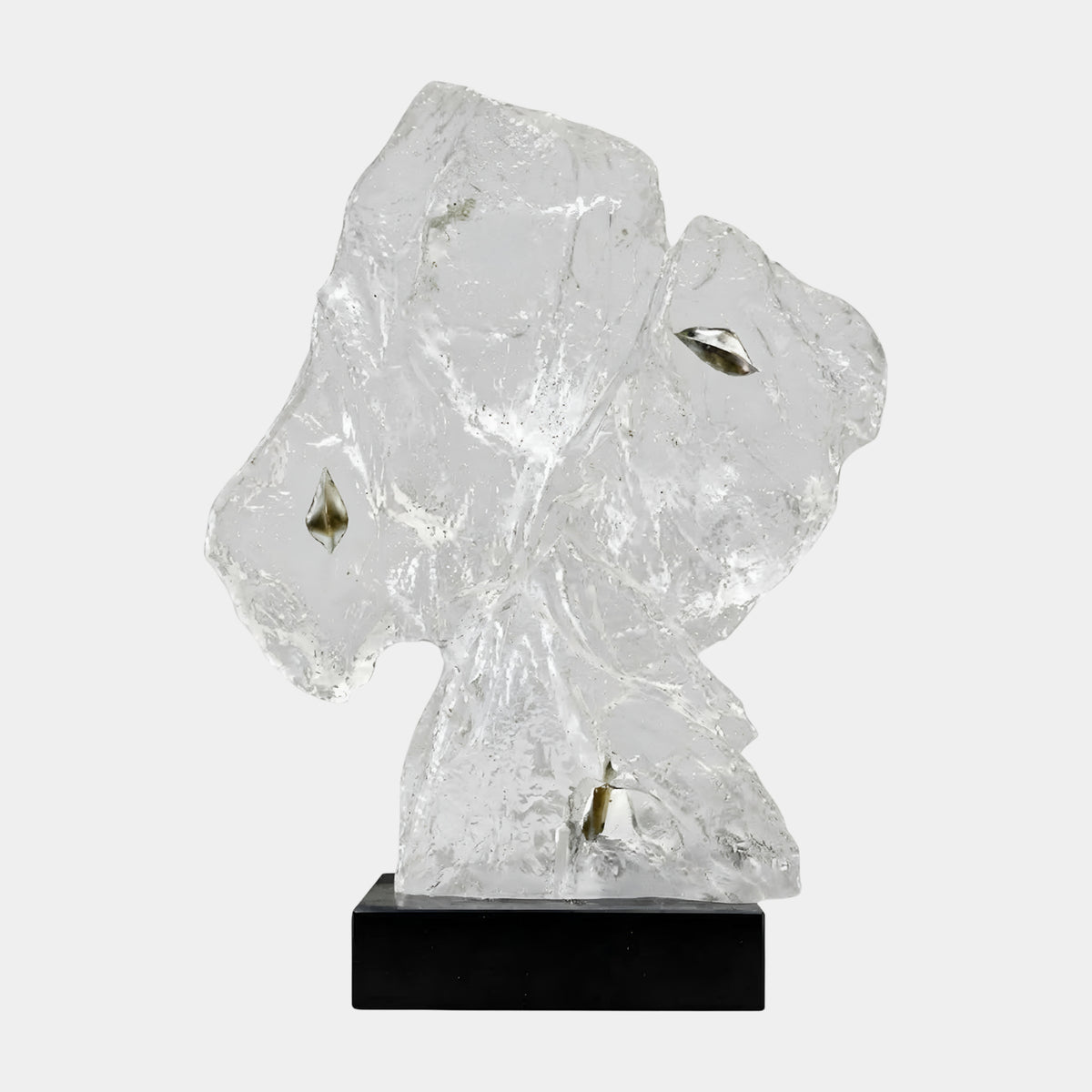 Clear Olive Flake Crossed Slab Rock Resin Sculpture - 54cm