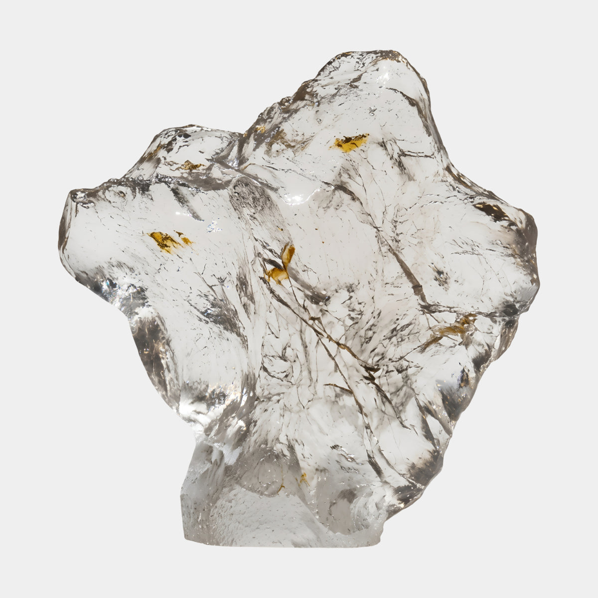 Smoky Tinted Gold Flake Fan Rock Resin Sculpture - 56cm