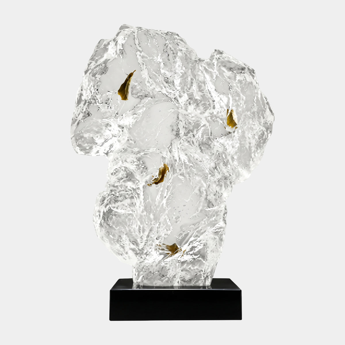 Clear Curled Flake Lobed Head Rock Resin Sculpture - 55cm