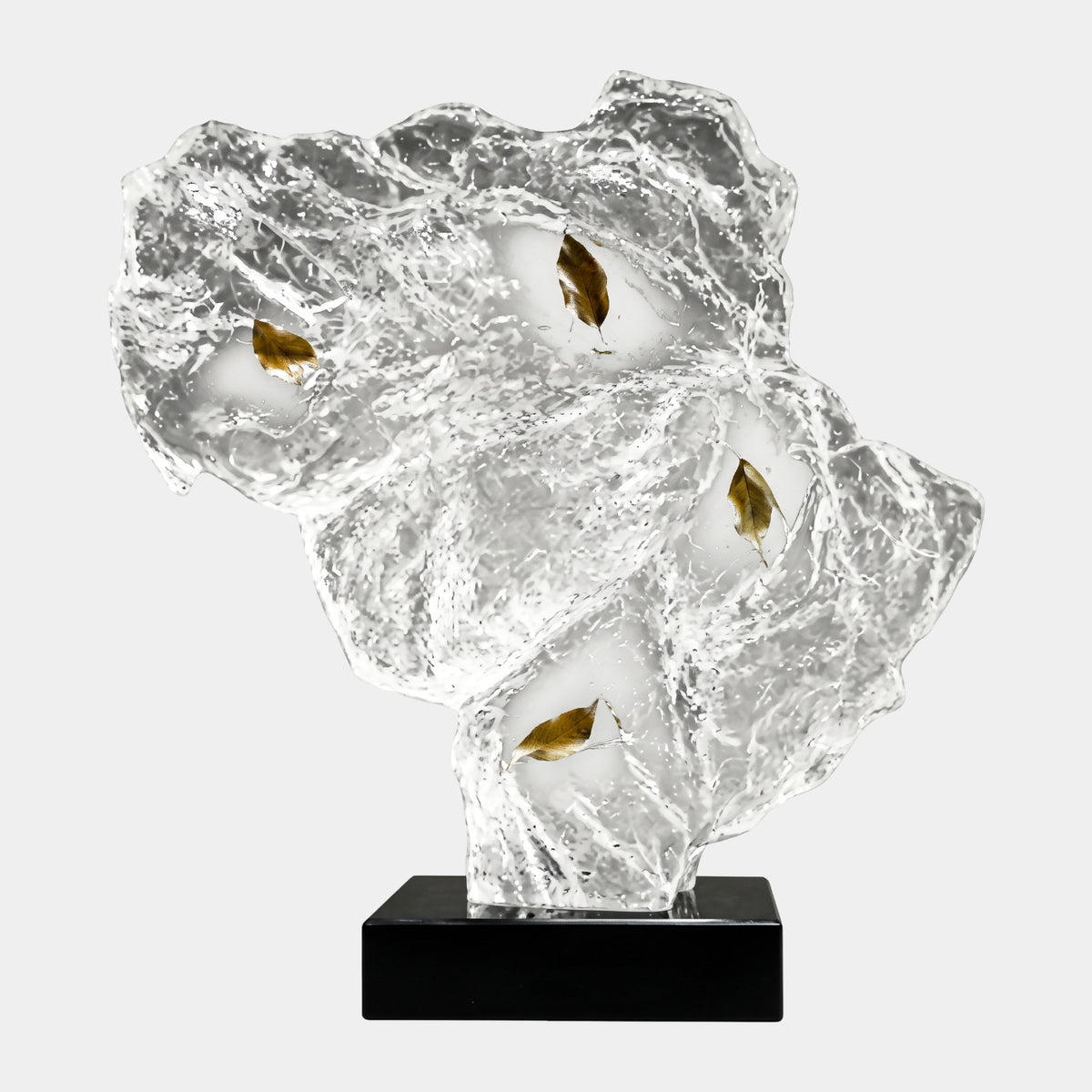 Clear Brown Leaf Milky Hollow Rock Resin Sculpture - 56cm