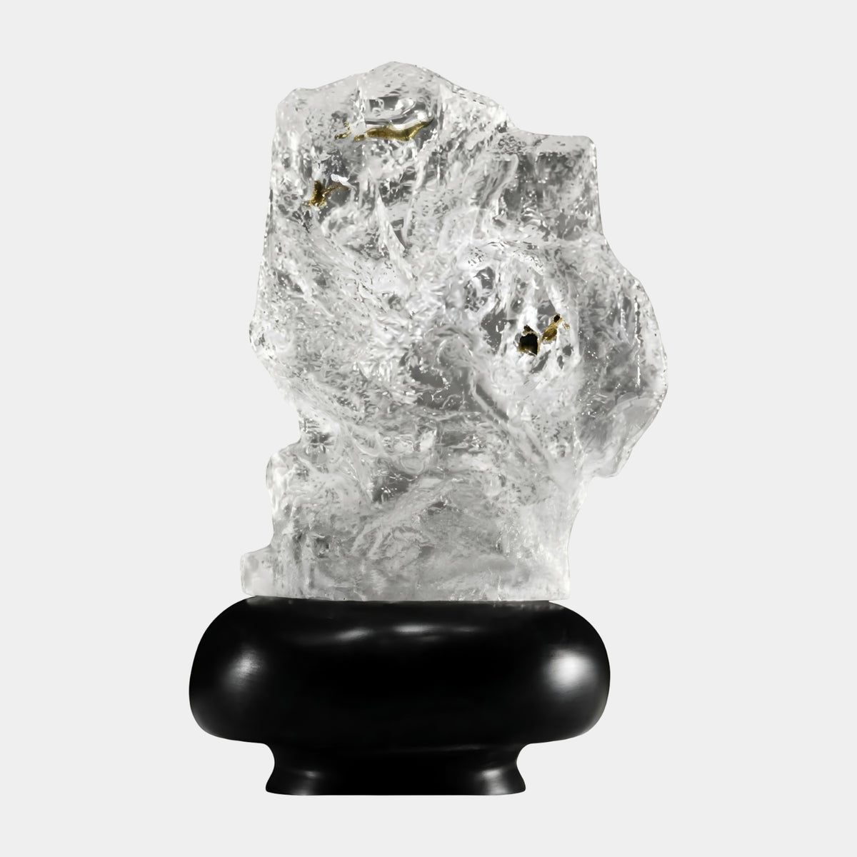 Clear Olive Fleck Hoarfrost Rock Resin Sculpture - 33cm