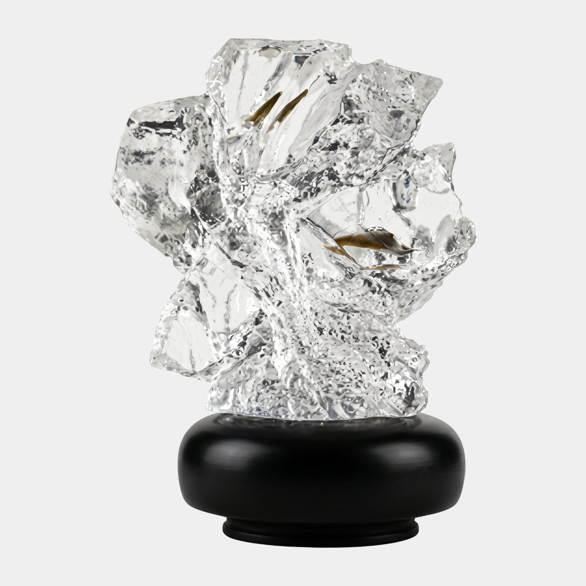 Clear Khaki Blade Fanned Shard Rock Resin Sculpture - 21cm