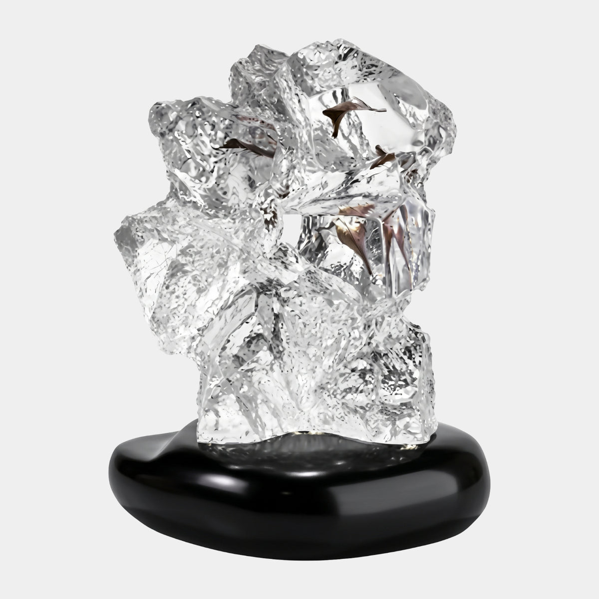 Clear Curled Leaf Piled Block Rock Resin Sculpture - 22cm