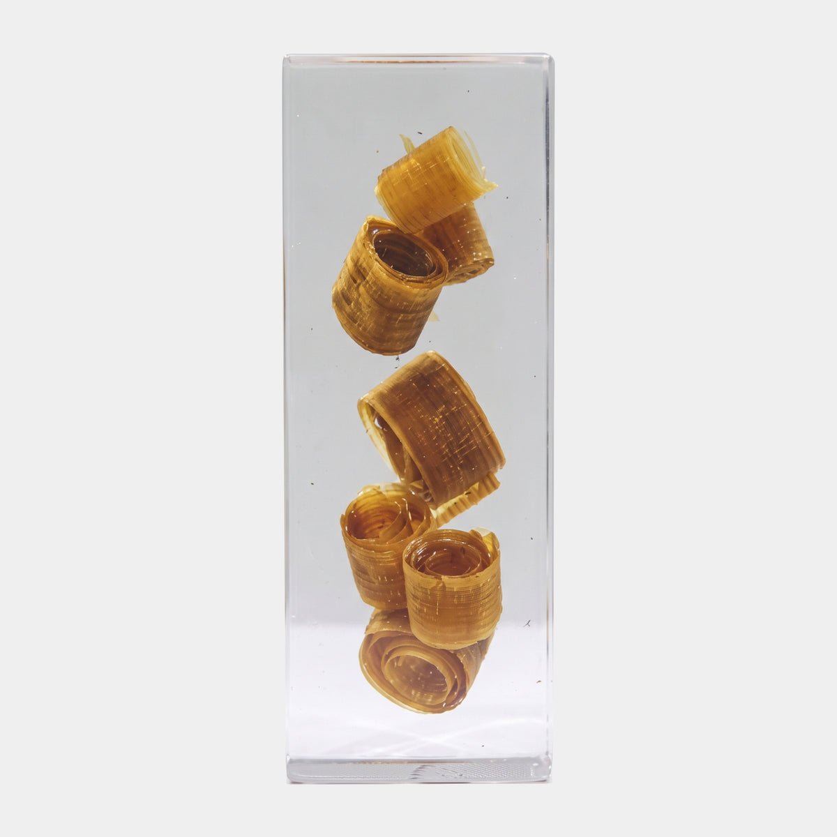 Clear Stacked Shaving Curl Block Resin Sculpture - 17cm