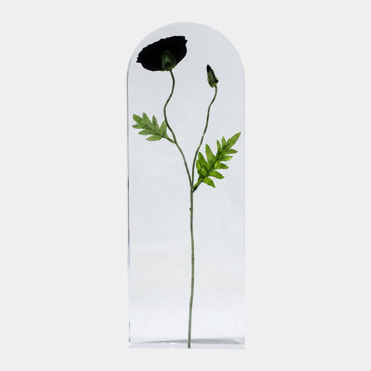 Clear Dark Flower Arch-Topped Block Resin Sculpture - 70cm