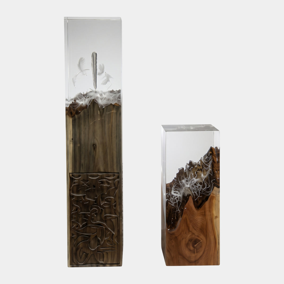 Brown & Clear Timber Ridge Resin Column Set of Three - 160cm