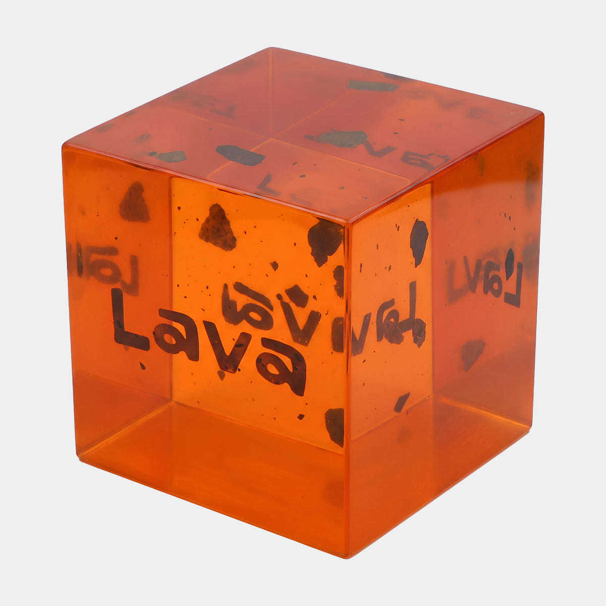 Orange Translucent Lettered Cube Resin Sculpture - 12cm