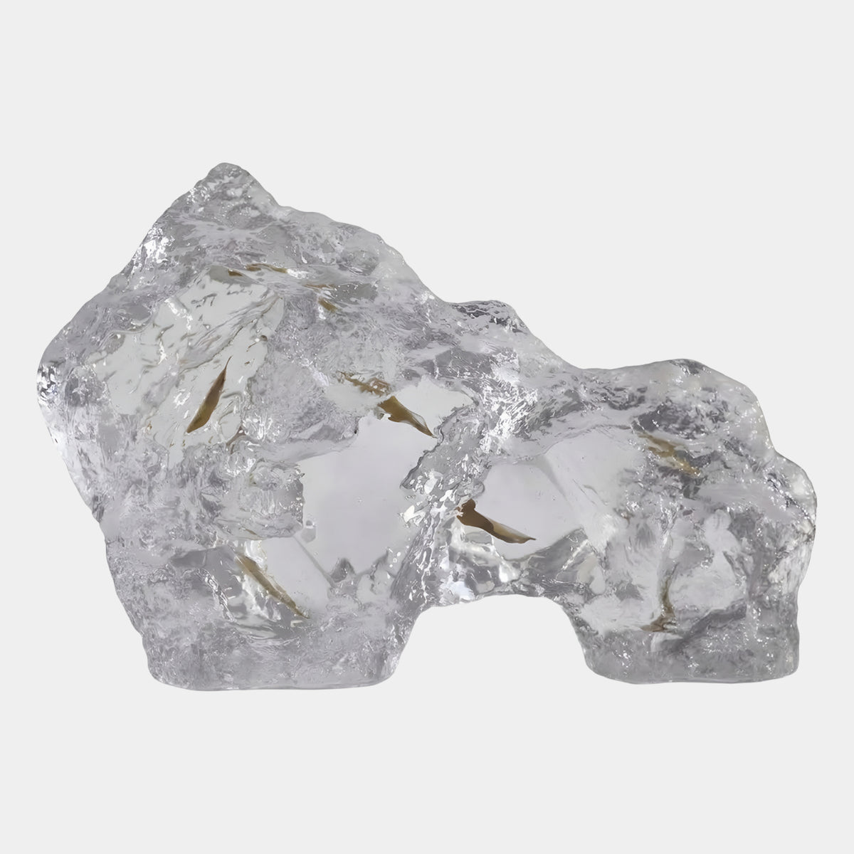 Clear Khaki Sliver Windowed Crag Rock Resin Sculpture - 51cm