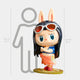 The Grand Line Nico Robin Labubu Sculpture by Giant Sculptures stands 160cm tall, featuring a chibi girl with bunny ears, sunglasses, long dark hair, and a colorful outfit on a round base—a must-have collectors piece.