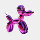 The Flamingo Pink Balloon Dog Sculpture - 80cm by Giant Sculptures stands upright, its glossy surface reflecting light. This modern decor piece adds a bold, artistic touch and shines beautifully against a simple white background.