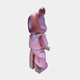 The Giant Sculptures Pinque Bear Sculpture - 50cm features a shiny pink metallic bear standing upright at an angle against a white background, making it an eye-catching piece for contemporary art fans.