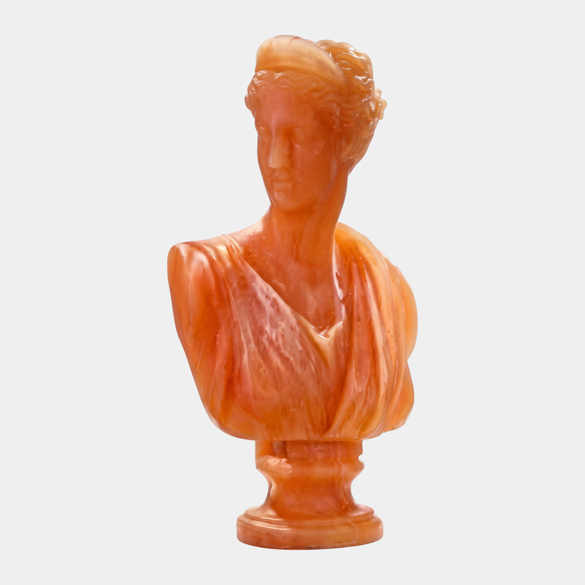 Coral Draped Woman Bust on a Turned Socle Resin Sculpture - 68cm