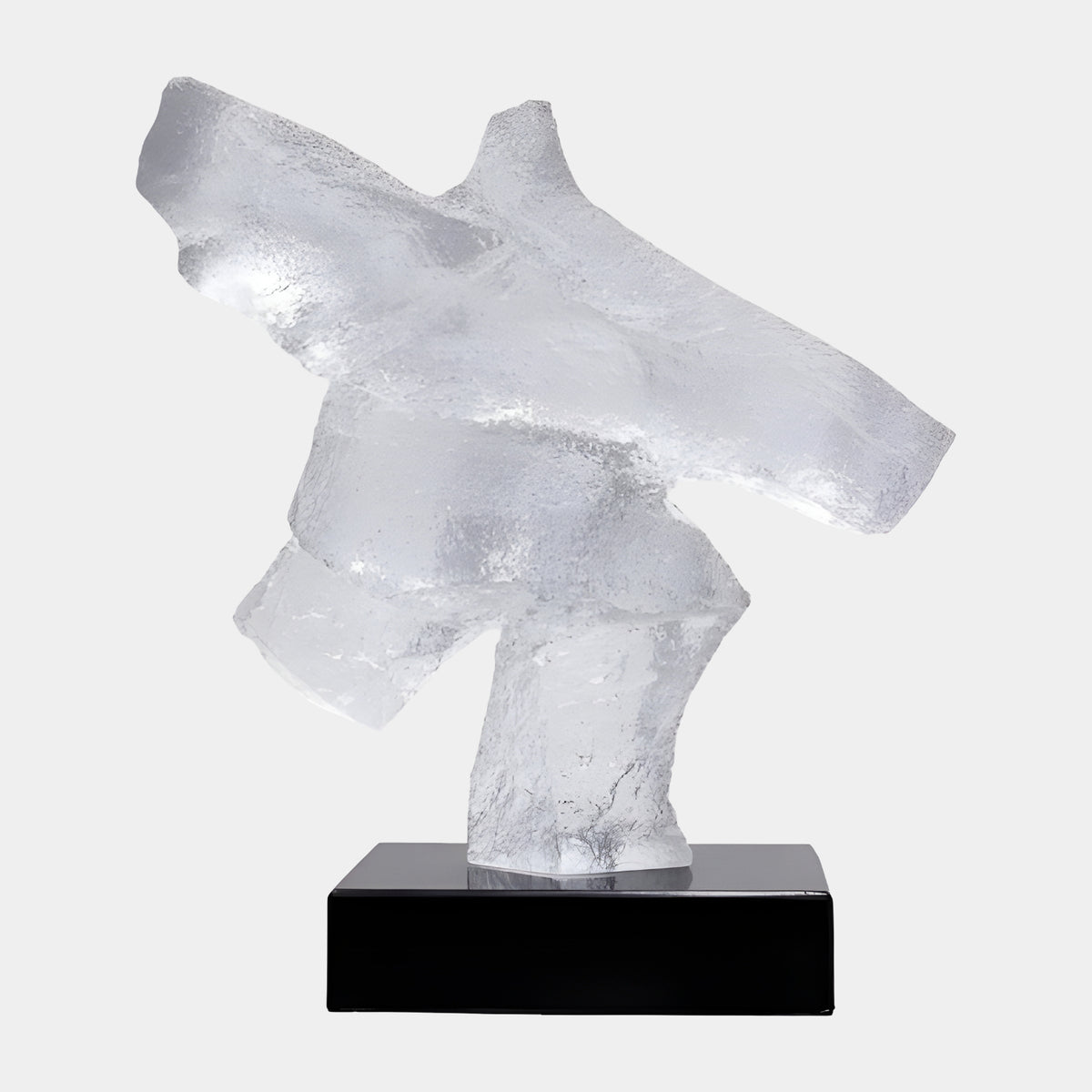 White Frosted Level-Armed Torso on a Black Marble Block - 43cm