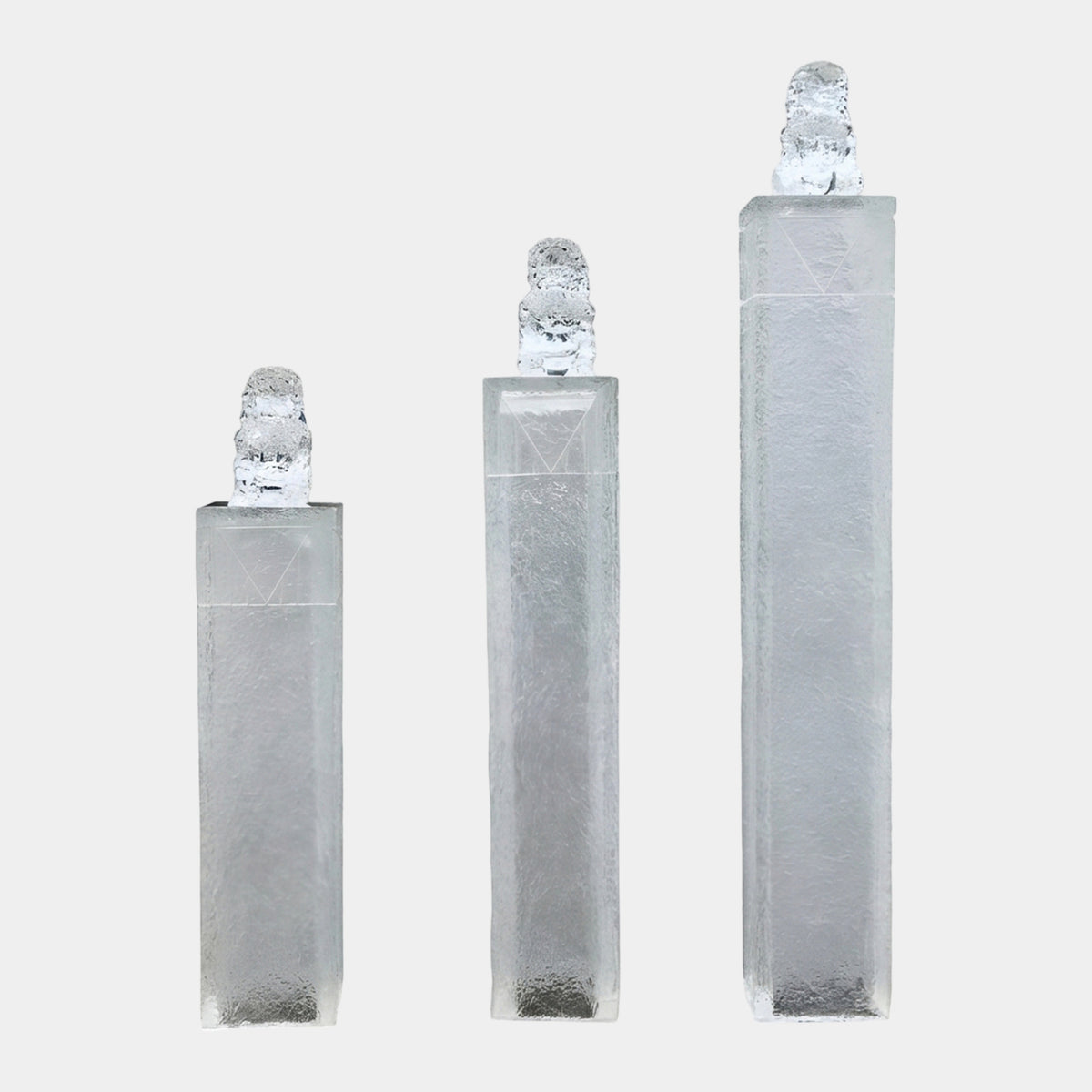 White Frosted Guardian Lion Column Set of Three - 185cm