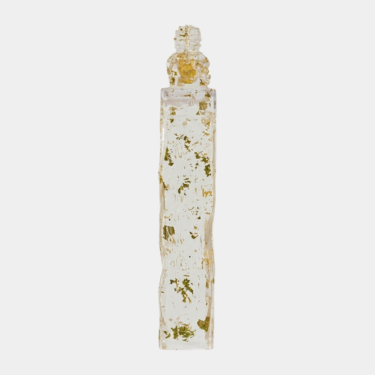 Clear Ice-Cut Lion Column Resin Sculpture - 98cm