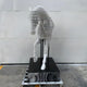 The 160cm Rising Stallion White Wood Horse Sculpture photographed in the workshop against a pale wall, showing the full standing height of the layered white wood form on its plinth.