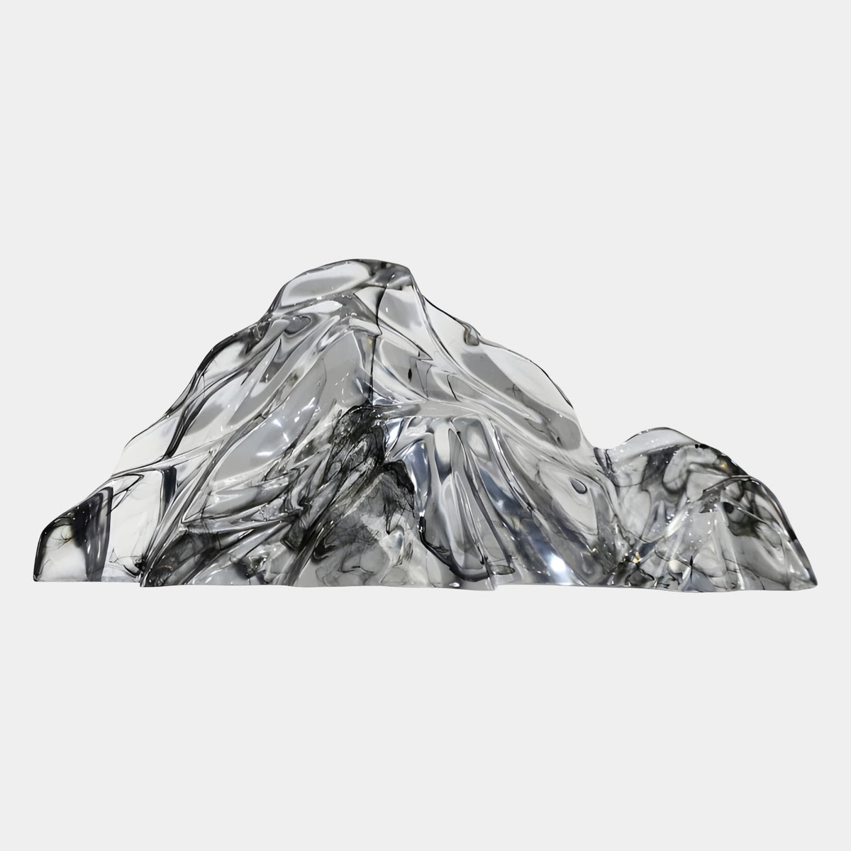 Clear Smoke Ink Low Mountain Resin Sculpture - 53cm