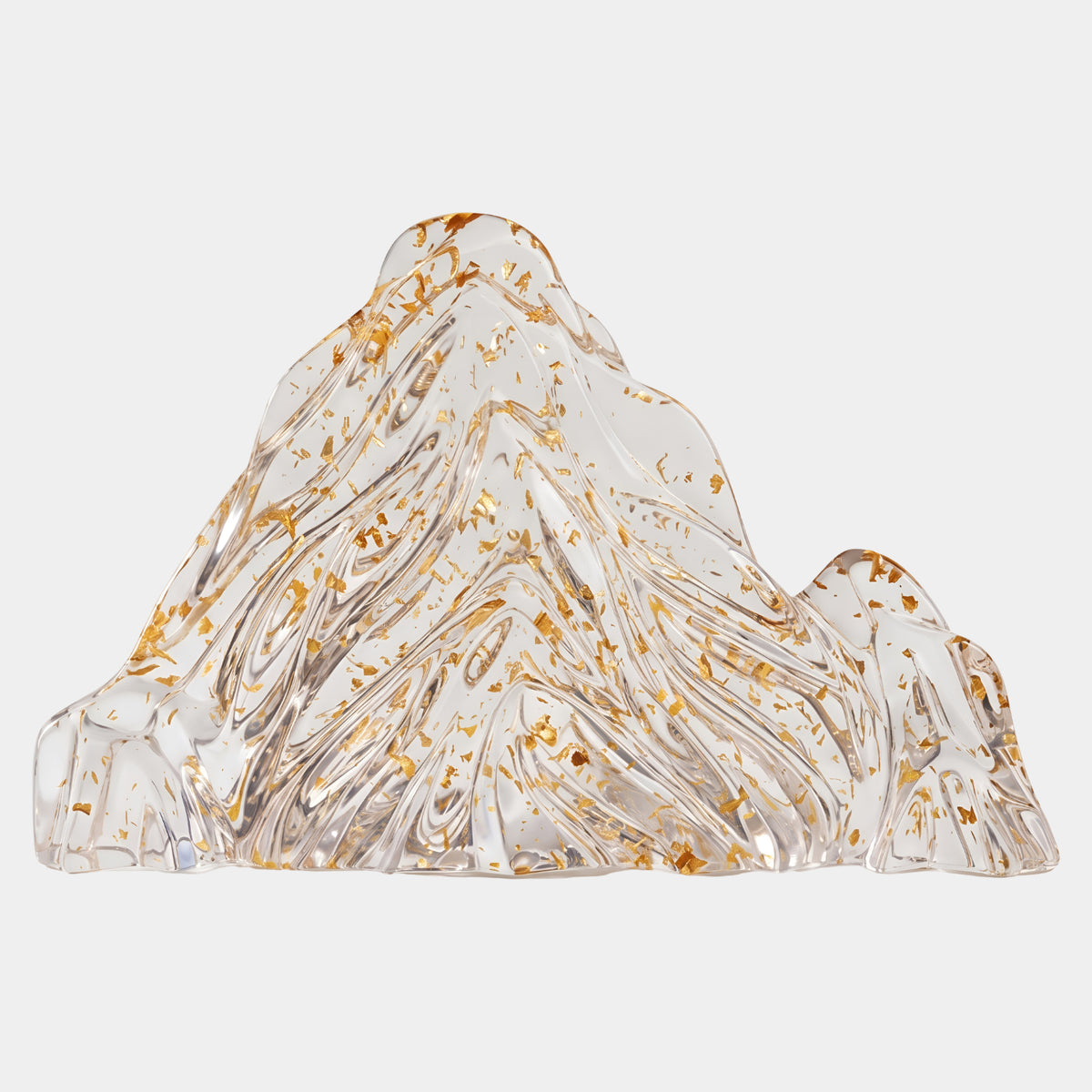 Clear Copper Fleck Fluted Mountain Resin Sculpture - 75cm