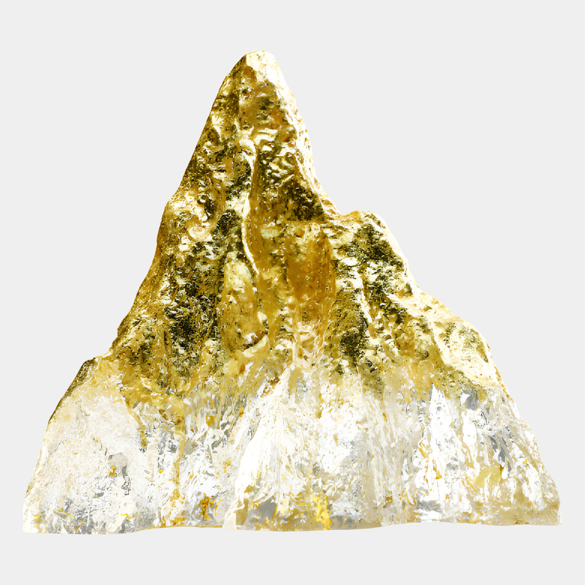 Gold Leafed Clear Mountain Peak Resin Sculpture - 33cm