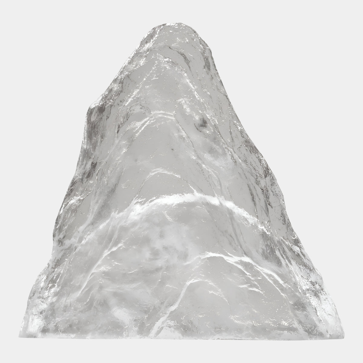 Clear Frosted Tall Peak Cast Resin Sculpture, 82cm, a frosted mountain-shaped form with a matte textured surface, shown against a plain white background.